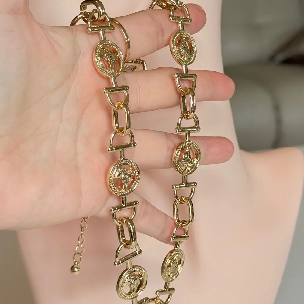 Gold Medallion Link Necklace - Women Jewelry